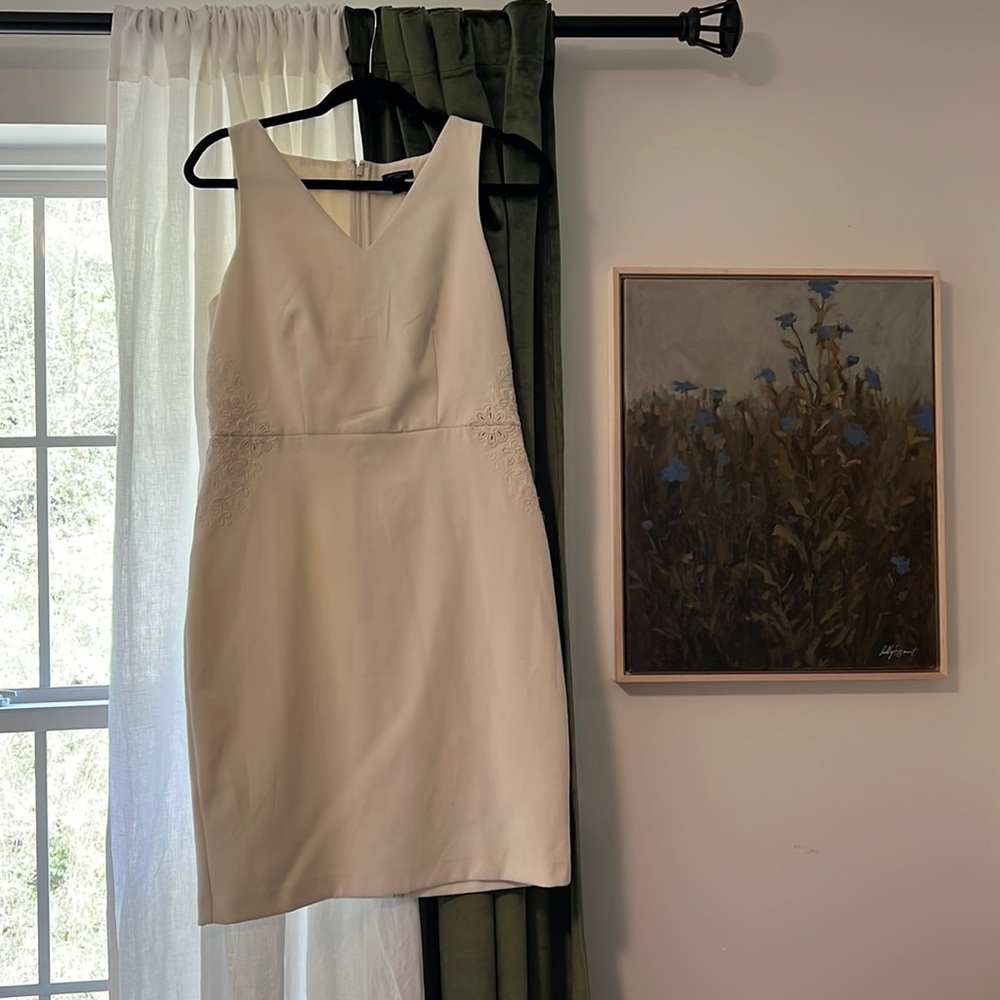 Ann Taylor Petite Off White Sundress with Lace Accents